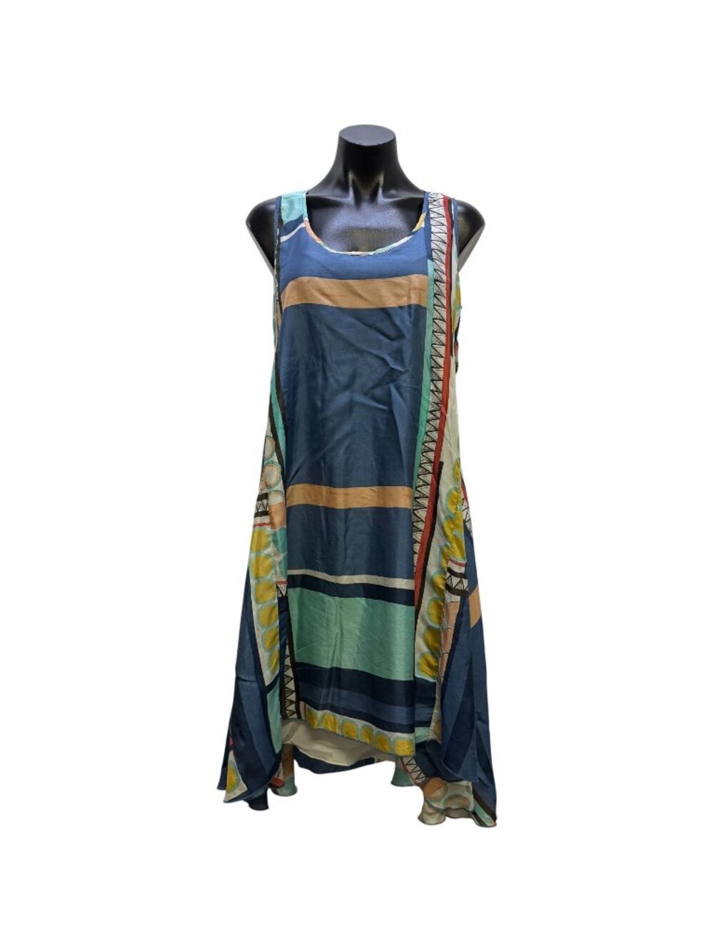 Johnny Was Blue Multi Dress & Slip Set M